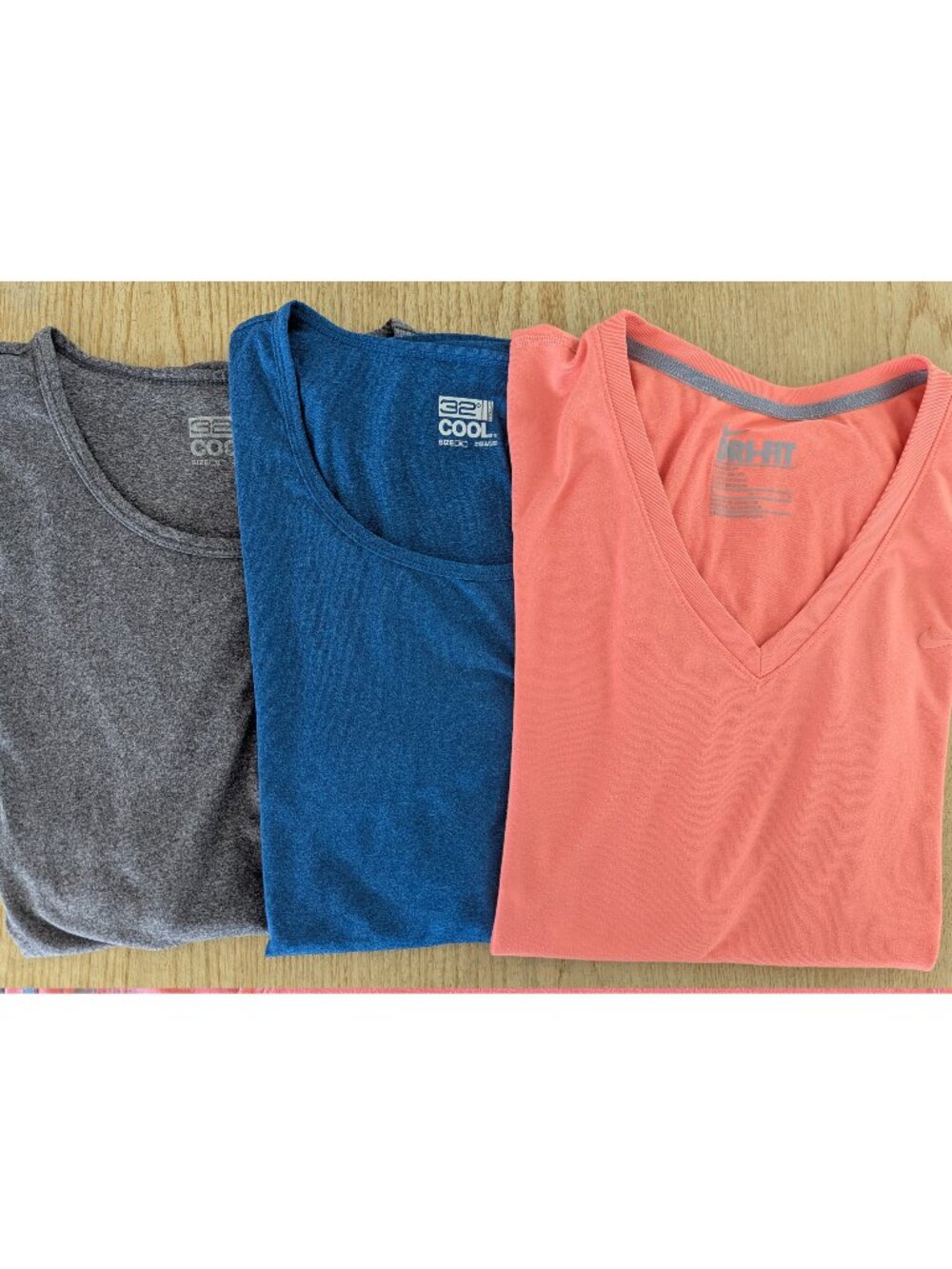 LOT OF THREE Dri Fit T-shirts 32 Degrees 1 Blue 1 Gray XL Nike Orange L